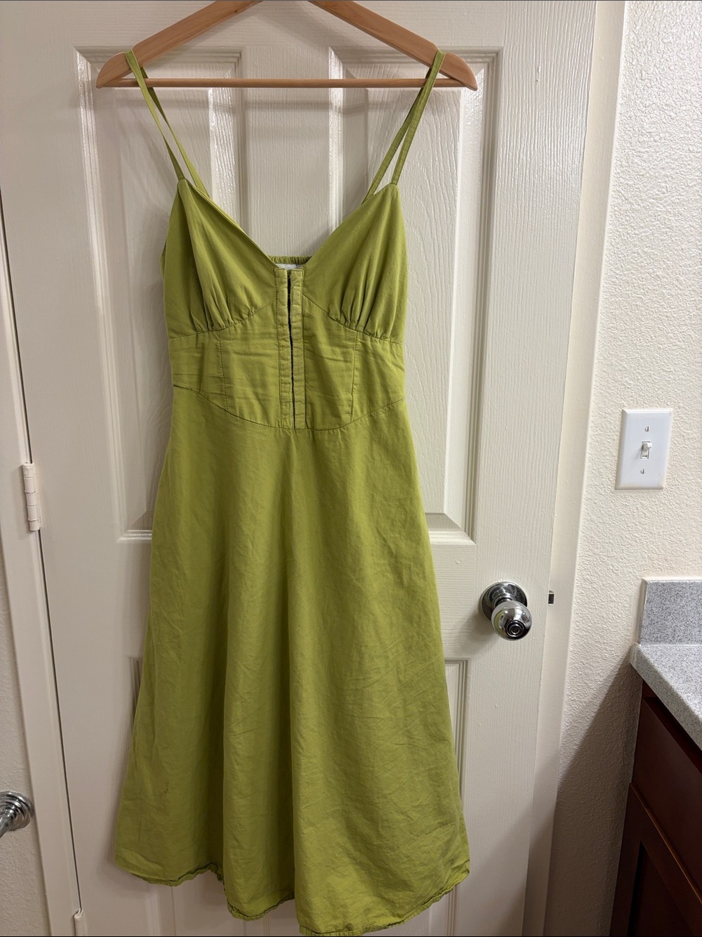 Chartreuse strapped Midi sundress